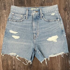 Madewell Light Blue Distressed Jean Shorts (longer)